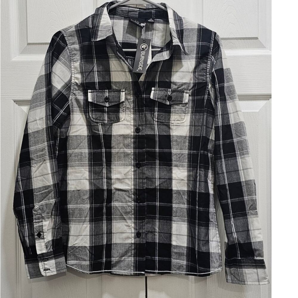 Burnside Button Up Size Small Black white New